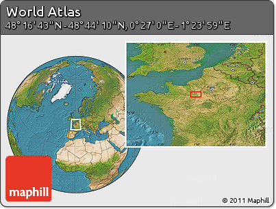 Satellite Location Map of the Area around 48° 30' 27" N, 0° 55' 29" E