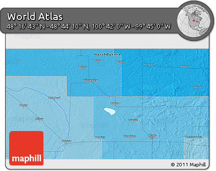 Political 3D Map of the Area around 48° 30' 27" N, 100° 13' 29" W