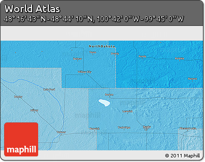 Political 3D Map of the Area around 48° 30' 27" N, 100° 13' 29" W