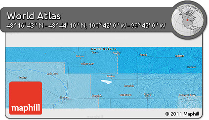 Political Panoramic Map of the Area around 48° 30' 27" N, 100° 13' 29" W