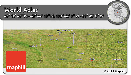 Satellite Panoramic Map of the Area around 48° 30' 27" N, 100° 13' 29" W
