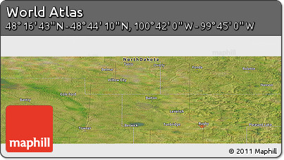 Satellite Panoramic Map of the Area around 48° 30' 27" N, 100° 13' 29" W