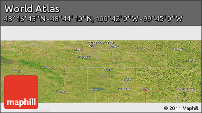 Satellite Panoramic Map of the Area around 48° 30' 27" N, 100° 13' 29" W