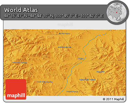 Political 3D Map of the Area around 48° 30' 27" N, 101° 13' 29" E
