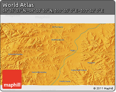 Political 3D Map of the Area around 48° 30' 27" N, 101° 13' 29" E