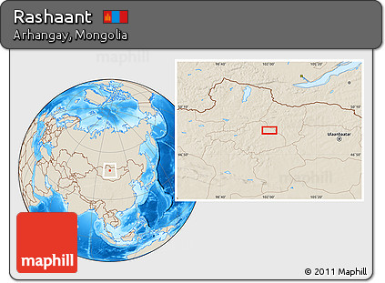 Shaded Relief Location Map of Rashaant