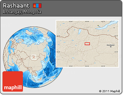 Shaded Relief Location Map of Rashaant