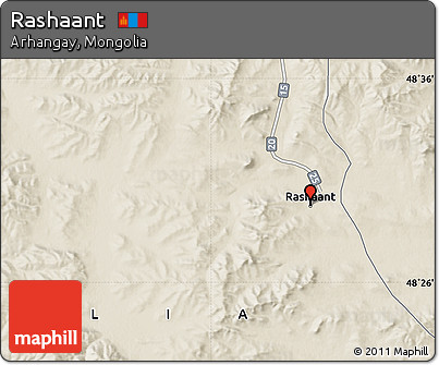 Shaded Relief Map of Rashaant