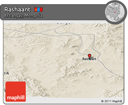 Shaded Relief Panoramic Map of Rashaant