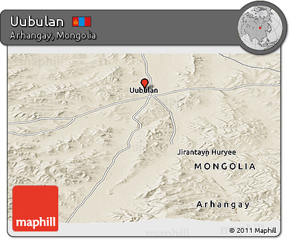 Shaded Relief Panoramic Map of Uubulan