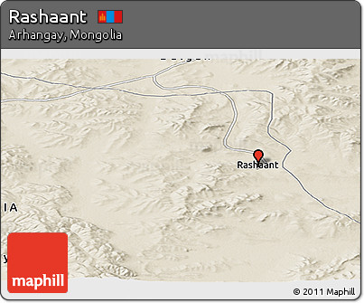 Shaded Relief Panoramic Map of Rashaant