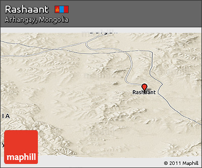 Shaded Relief Panoramic Map of Rashaant