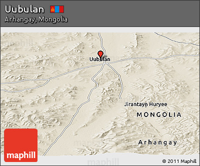 Shaded Relief Panoramic Map of Uubulan