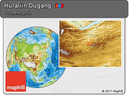 Physical Location Map of Huraliin Dugang