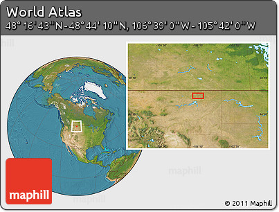 Satellite Location Map of the Area around 48° 30' 27" N, 106° 10' 30" W
