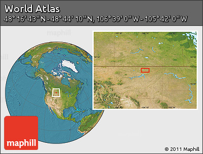 Satellite Location Map of the Area around 48° 30' 27" N, 106° 10' 30" W