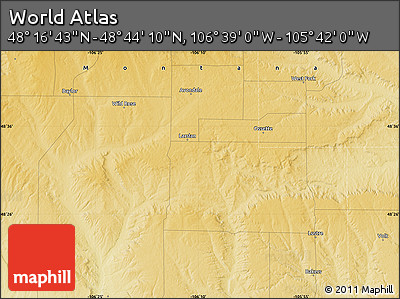 Physical Map of the Area around 48° 30' 27" N, 106° 10' 30" W