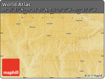 Physical Map of the Area around 48° 30' 27" N, 106° 10' 30" W