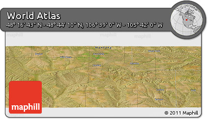 Satellite Panoramic Map of the Area around 48° 30' 27" N, 106° 10' 30" W