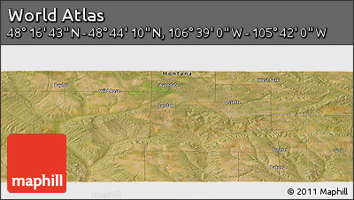 Satellite Panoramic Map of the Area around 48° 30' 27" N, 106° 10' 30" W