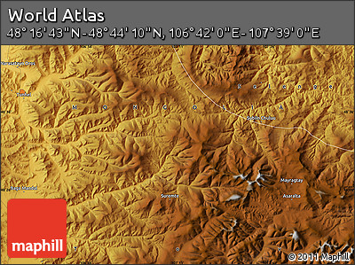 Physical Map of the Area around 48° 30' 27" N, 107° 10' 30" E