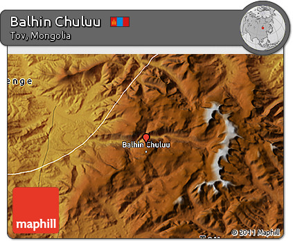 Physical 3D Map of Balhin Chuluu