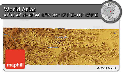 Physical Panoramic Map of the Area around 48° 30' 27" N, 109° 43' 29" E