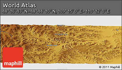 Physical Panoramic Map of the Area around 48° 30' 27" N, 109° 43' 29" E