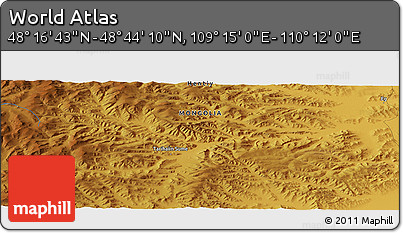 Physical Panoramic Map of the Area around 48° 30' 27" N, 109° 43' 29" E
