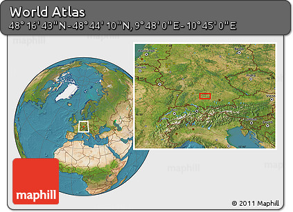 Satellite Location Map of the Area around 48° 30' 27" N, 10° 16' 30" E