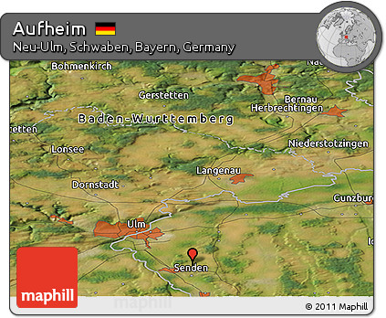 Satellite Panoramic Map of Aufheim