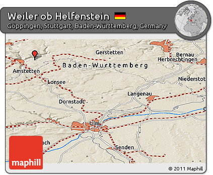 Shaded Relief Panoramic Map of Weiler Ob Helfenstein