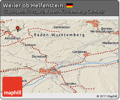 Shaded Relief Panoramic Map of Weiler Ob Helfenstein