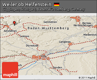 Shaded Relief Panoramic Map of Weiler Ob Helfenstein