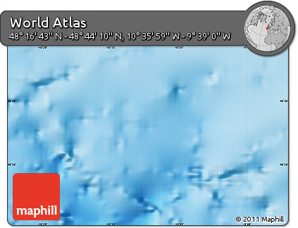 Shaded Relief Map of the Area around 48° 30' 27" N, 10° 7' 30" W