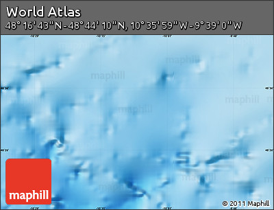 Shaded Relief Map of the Area around 48° 30' 27" N, 10° 7' 30" W