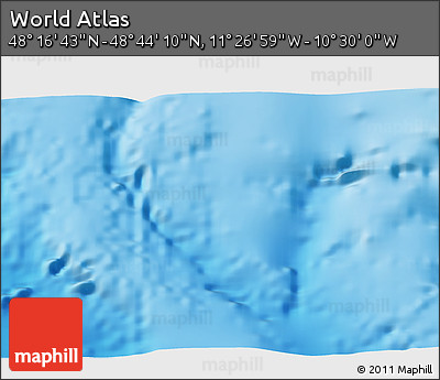 Physical 3D Map of the Area around 48° 30' 27" N, 10° 58' 29" W