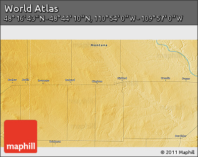 Physical 3D Map of the Area around 48° 30' 27" N, 110° 25' 30" W