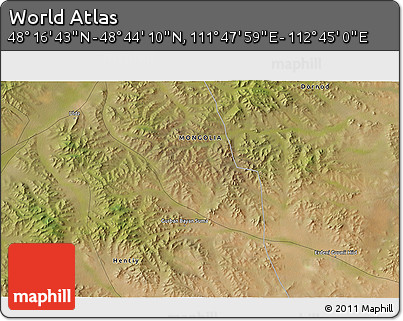 Satellite 3D Map of the Area around 48° 30' 27" N, 112° 16' 30" E