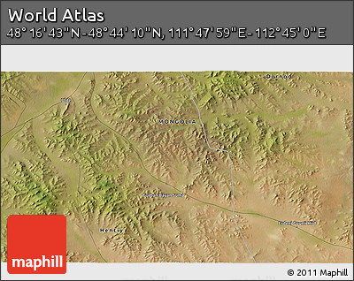 Satellite 3D Map of the Area around 48° 30' 27" N, 112° 16' 30" E
