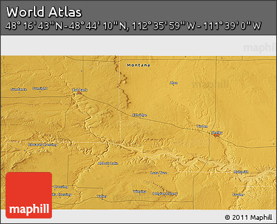 Physical 3D Map of the Area around 48° 30' 27" N, 112° 7' 30" W