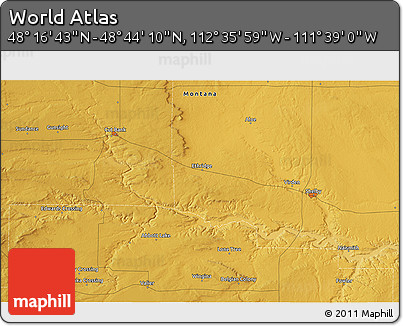 Physical 3D Map of the Area around 48° 30' 27" N, 112° 7' 30" W