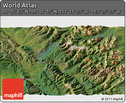 Satellite 3D Map of the Area around 48° 30' 27" N, 113° 49' 29" W