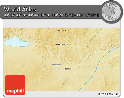 Physical 3D Map of the Area around 48° 30' 27" N, 114° 49' 29" E