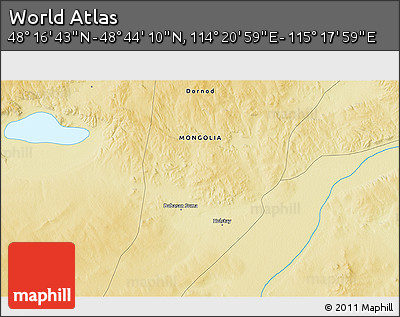 Physical 3D Map of the Area around 48° 30' 27" N, 114° 49' 29" E