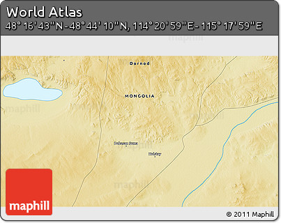 Physical 3D Map of the Area around 48° 30' 27" N, 114° 49' 29" E