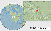 Savanna Style Location Map of the area around 48° 30' 27" N, 115° 31' 30" W, hill shading