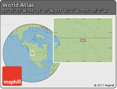 Savanna Style Location Map of the Area around 48° 30' 27" N, 117° 13' 29" W