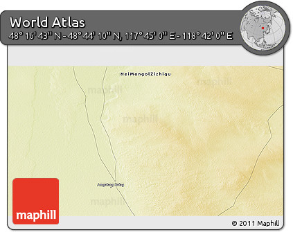 Physical 3D Map of the Area around 48° 30' 27" N, 118° 13' 29" E
