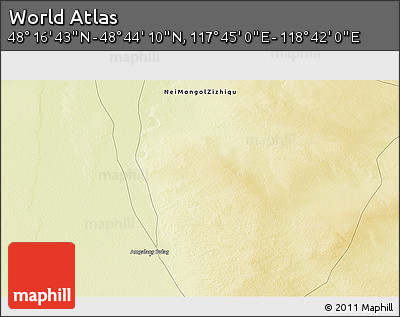 Physical 3D Map of the Area around 48° 30' 27" N, 118° 13' 29" E